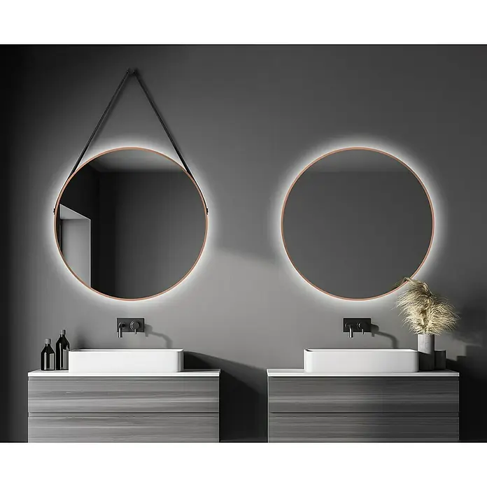 DSK LED-Lichtspiegel Silver Barbier - Durchmesser: 80 cm, Kupfer - Stimmungsaufnahme