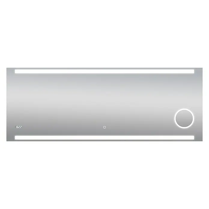DSK LED-Lichtspiegel Silver Rey - 160 x 60 cm, Uhr - Vorderansicht