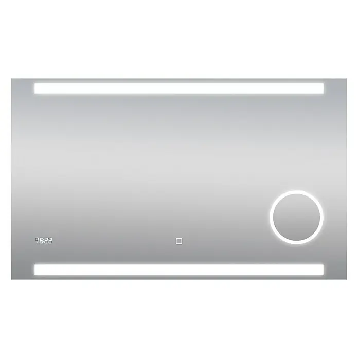 DSK LED-Lichtspiegel Silver Rey - 100 x 60 cm, Uhr - Vorderansicht