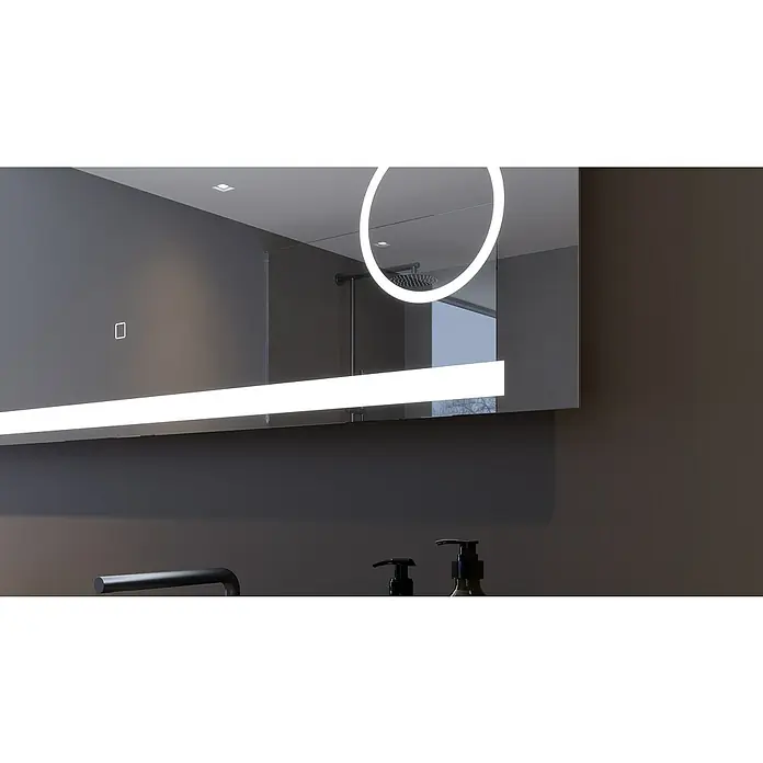 DSK LED-Lichtspiegel Silver Rey - 120 x 60 cm, Uhr - Detailaufnahme