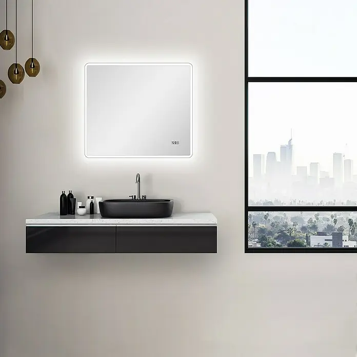DSK LED-Lichtspiegel Silver Sintra - 80 x 70 cm, Kippschalter - Stimmungsaufnahme