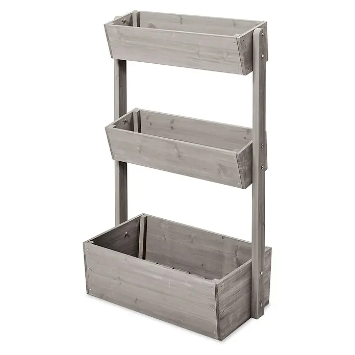 Butenkist Stufenbeet Freyja - L x B x H: 76 x 43 x 120 cm, Warm Grey - Diagonale Ansicht