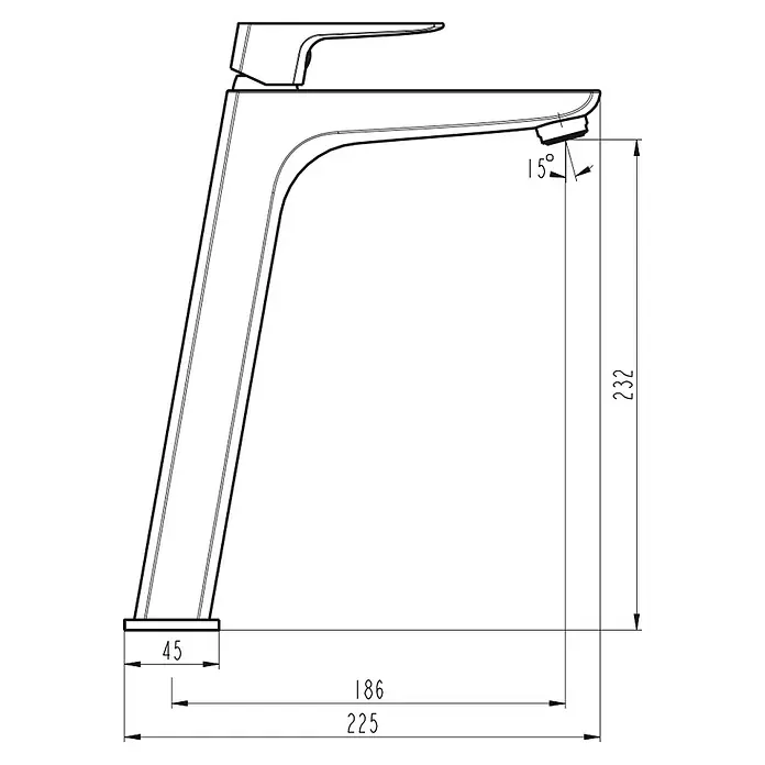 IO Marriot Grifo de lavabo alto - Negro, Mate - Dibujo técnico