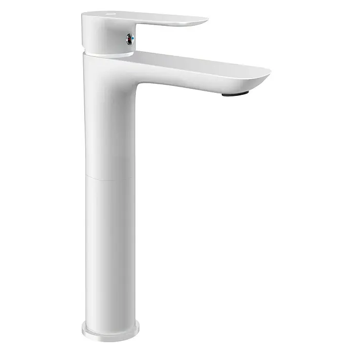 IO Cassio Grifo de lavabo alto - Blanco/Cromo, Brillante - Vista angular