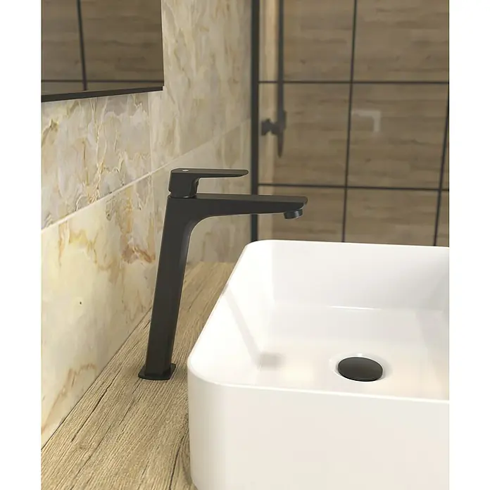 IO Marriot Grifo de lavabo alto - Negro, Mate - Foto ambiente