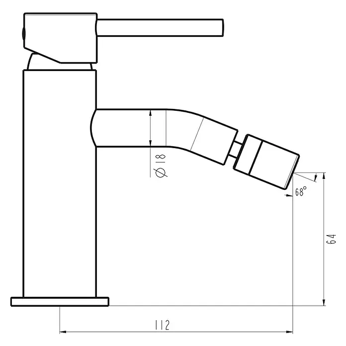 IO Sirio Grifo monomando de bidé - Oro - Dibujo técnico