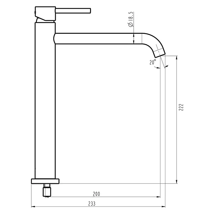 IO Sirio Grifo de lavabo alto - Negro - Dibujo técnico
