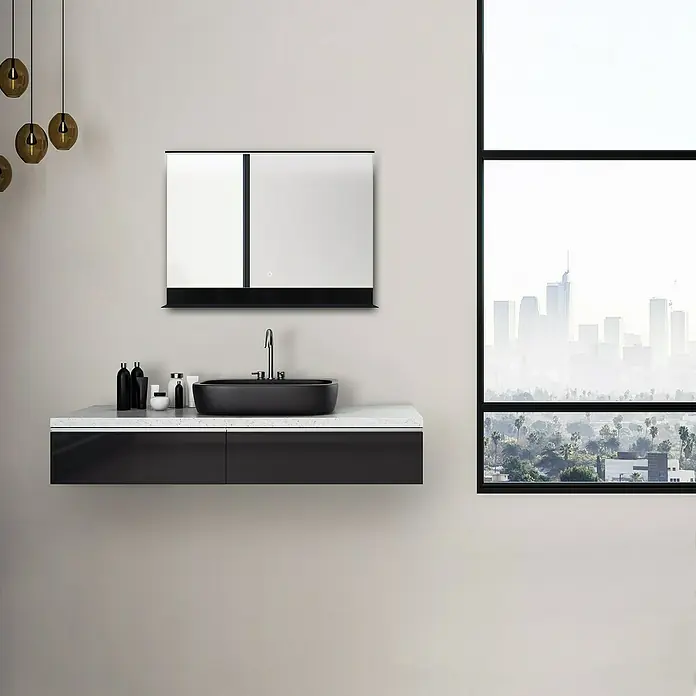 DSK LED-Lichtspiegel Black Shelf - 80 x 60 cm, Berührungssensor - Stimmungsaufnahme