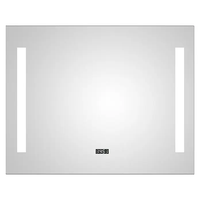 DSK LED-Lichtspiegel Silver Time - 80 x 60 cm, Kippschalter - Vorderansicht