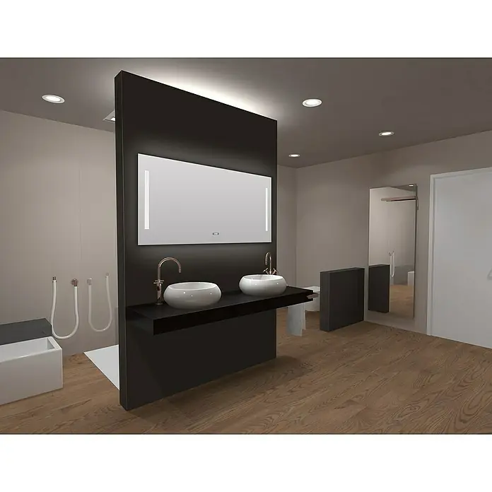 DSK LED-Lichtspiegel Silver Time - 120 x 60 cm, Kippschalter - Stimmungsaufnahme