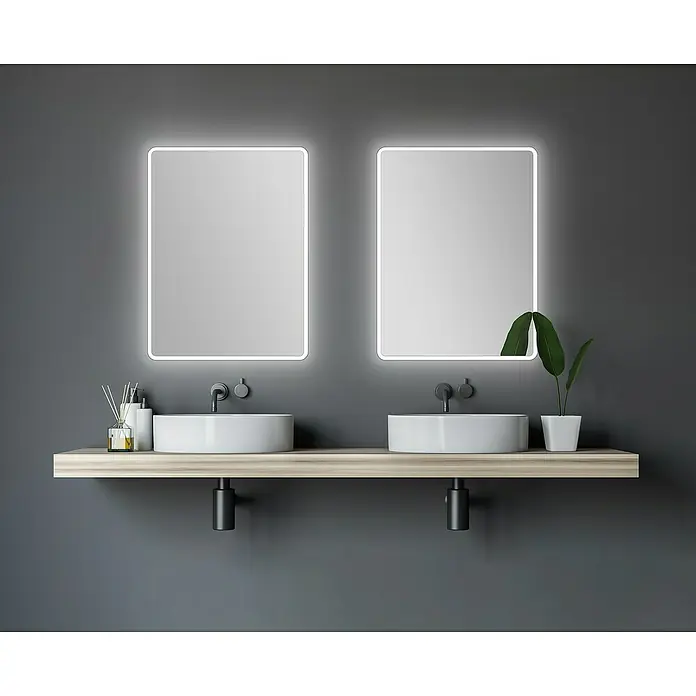 DSK LED-Lichtspiegel Silver Luna - 80 x 60 cm, Kippschalter - Stimmungsaufnahme