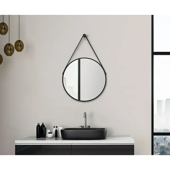 DSK Wandspiegel Silver Coiffeur - Durchmesser: 50 cm, Schwarz - Stimmungsaufnahme