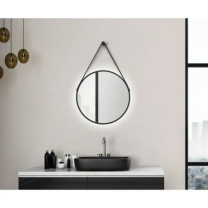 DSK LED-Lichtspiegel Silver Barbier - Durchmesser: 50 cm, Schwarz - Stimmungsaufnahme