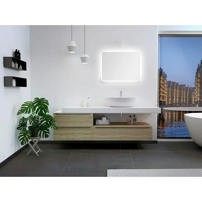 DSK LED-Lichtspiegel Silver Luna - 80 x 60 cm, Kippschalter - Stimmungsaufnahme