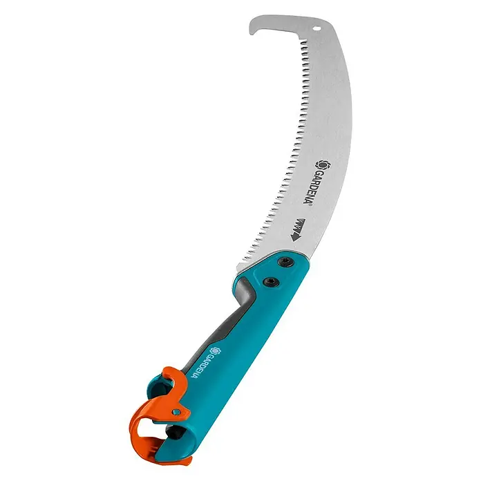 Gardena Combisystem Snoeizaag 300 P gebogen - Uitrusting: Ophangoog, Zaagbladlengte: 34 cm, Hardverchroomd - Diagonaal zicht