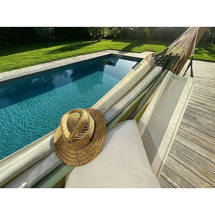 Hamaca colgante doble Brisa Cedar - L x An: 350 x 160 cm, Gris/Verde/Blanco - Foto ambiente