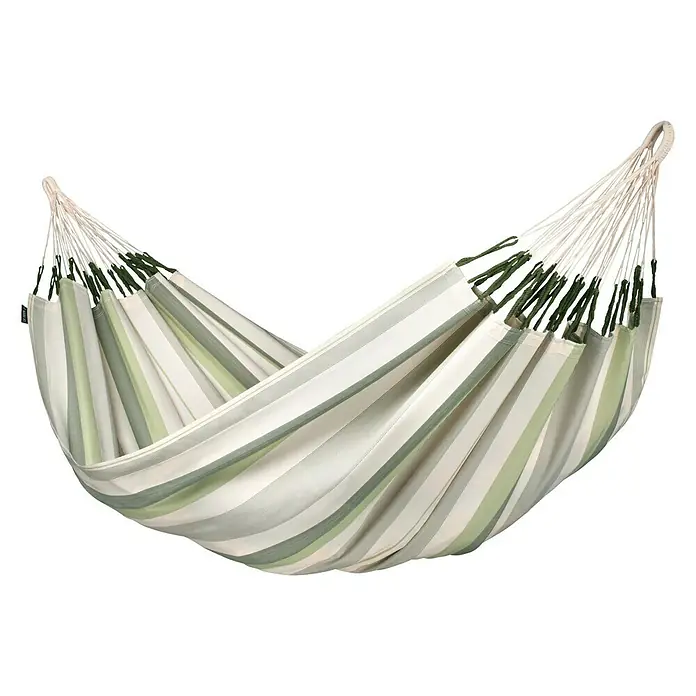 Hamaca colgante doble Brisa Cedar - L x An: 350 x 160 cm, Gris/Verde/Blanco - Vista angular
