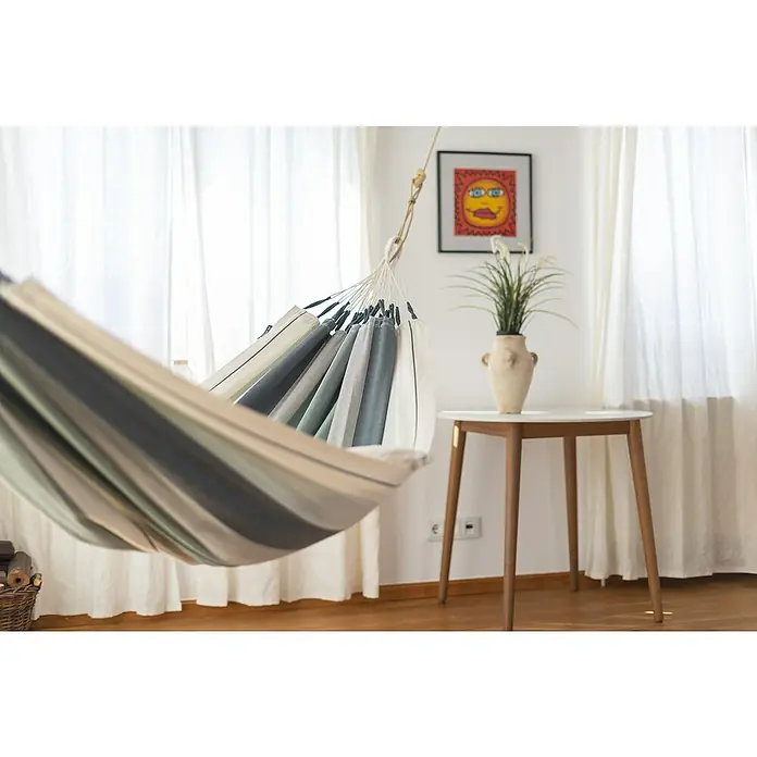 La Siesta Hamaca individual Modesta Olive - L x An: 300 x 140 cm, Azul/Blanco/Gris - Foto ambiente