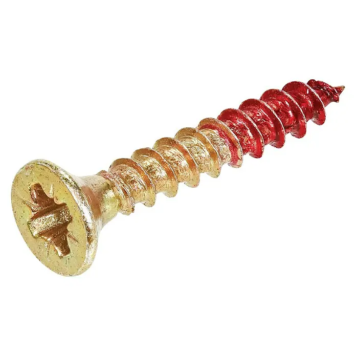 Rotadrill Universele schroef geelverzinkt PZ-1 - Ø x l: 2,5 x 12 mm, Voldraad, 50 stk., Messing - Diagonaal zicht