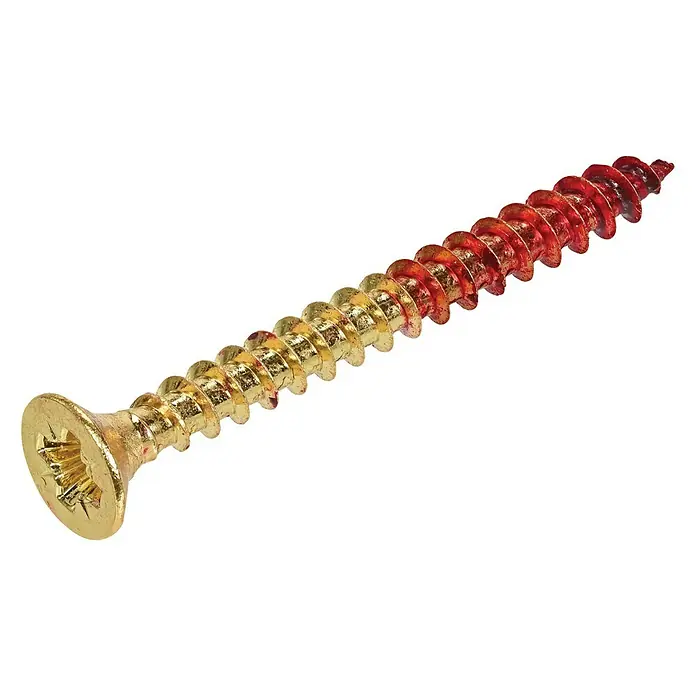 Rotadrill Universele schroef platkop messing PZ - Ø x l: 4 x 30 mm, 6 stk., Goud - Diagonaal zicht