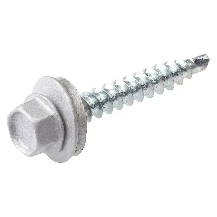 Plaatschroef VZ Dak & Gevel - Ø x l: 4,9 x 35 mm, Staal, 6-Kant, Zeskantkop, Antracietgrijs - Diagonaal zicht