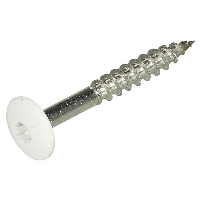 Gevelschroef A2 Kleurkop - 4,8 x 38 mm, 50 stk., Zuiver wit RAL 9010 - Diagonaal zicht