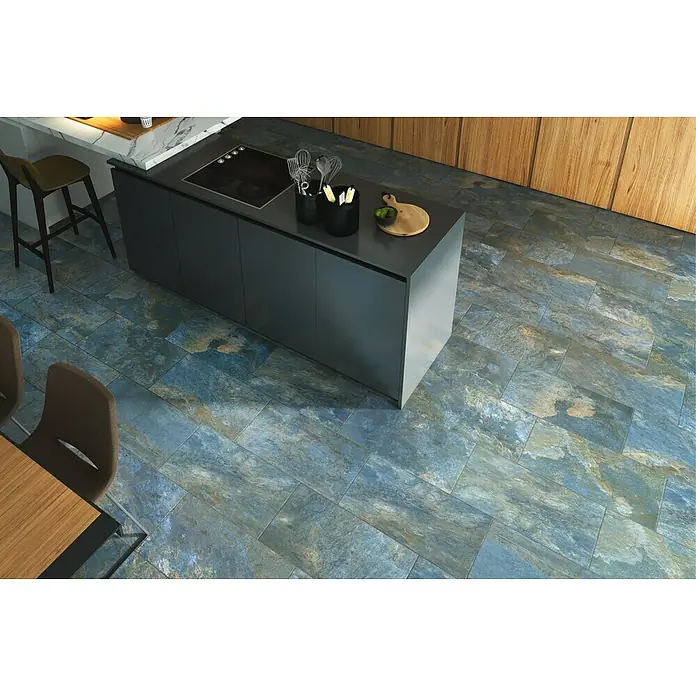 Decocer by Cinca Feinsteinzeugfliese Splash Azur - 30 x 60 cm, Blaugrau, Glänzend - Stimmungsaufnahme