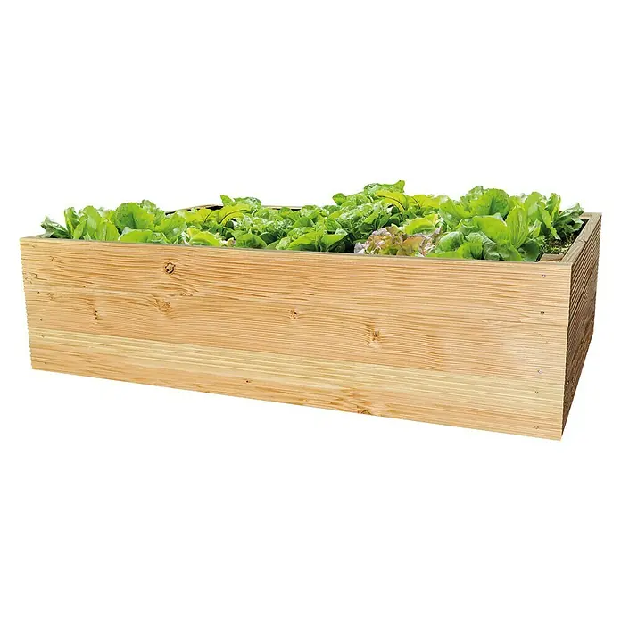 Hochbeet Kinder - L x B x H: 120 x 40 x 43 cm, Lärche - Diagonale Ansicht