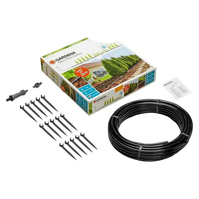 Gardena Micro-Drip Startset - Geschikt voor: Plantrijen tot 25 m, Toepassingsbereik: Buiten - Diagonaal zicht