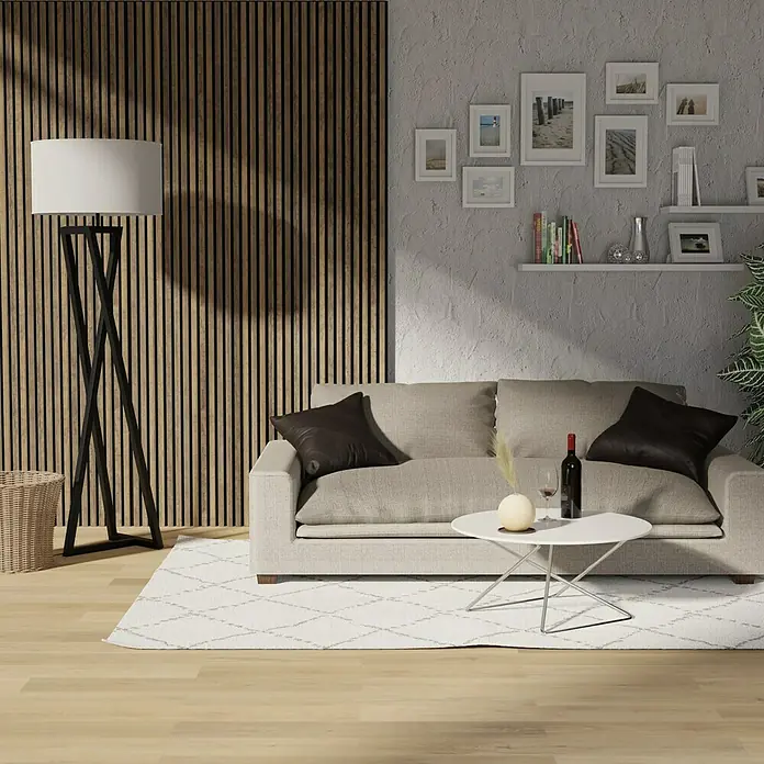 FibroTech Akustikpaneel Basic - Oiled Oak, 2.440 x 605 x 22 mm, 1 Paneel - Stimmungsaufnahme
