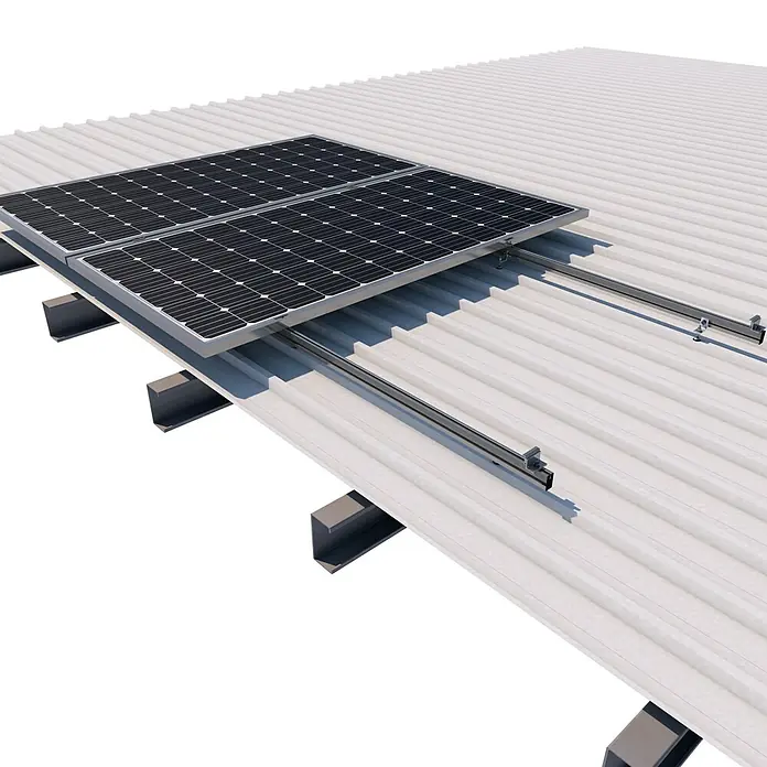 Soporte para fijación estructura coplanar a Chapa - Aluminio, Hasta 2 módulos fotovoltaicos - Primer plano