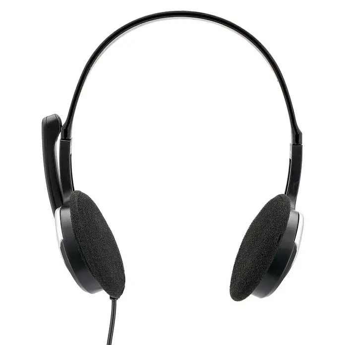 Hama Headset HS-P100 - 1 x Klinkenstecker 3,5 mm, Schwarz, Silber, Kabel - Vorderansicht