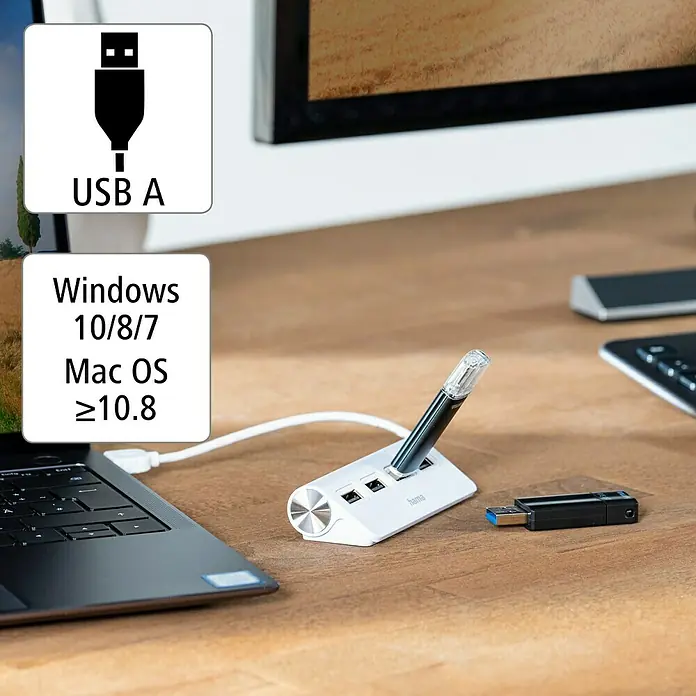 Hama USB-Hub - 4-fach, Weiß, USB A-Kupplung - Anwendungsbeispiel