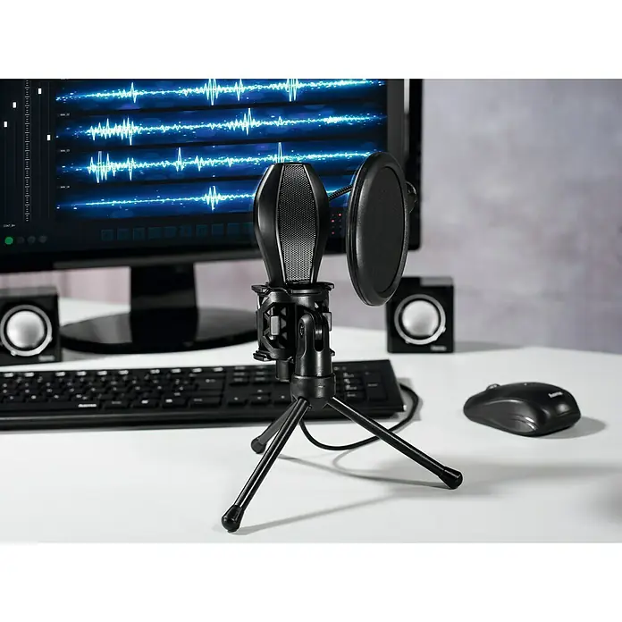 Hama Micrófono MIC-USB Stream - Negro - Producto en uso
