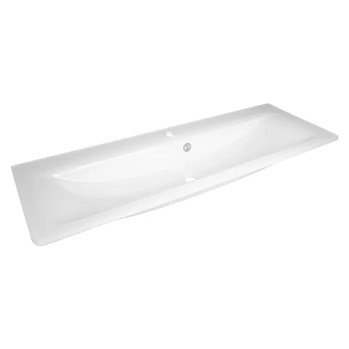 Camargue Marea Einbauwaschbecken - 118 x 40,4 cm, Glas, Weiß - Diagonale Ansicht