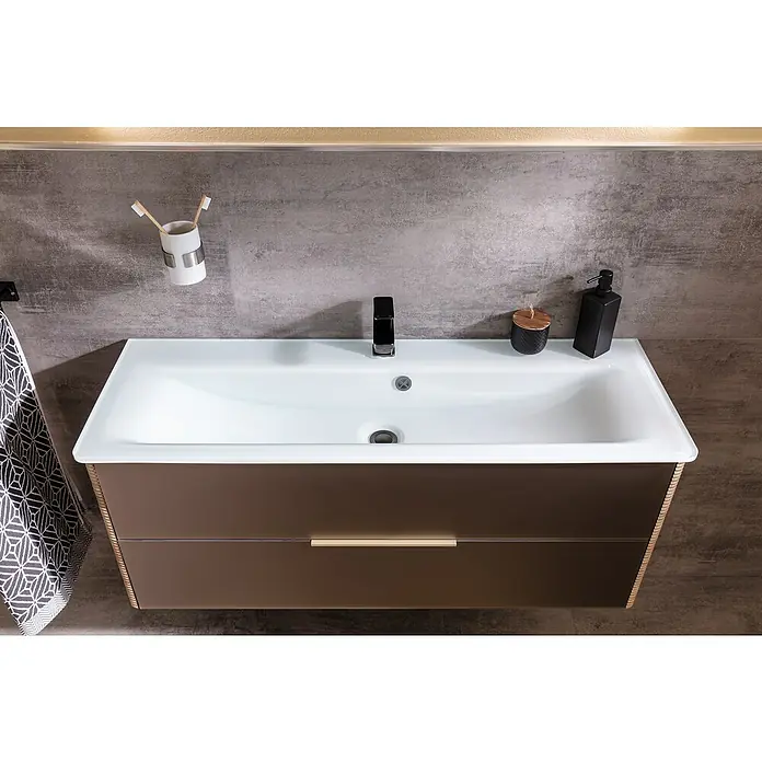 Camargue Marea Einbauwaschbecken - 118 x 40,4 cm, Glas, Weiß - Stimmungsaufnahme