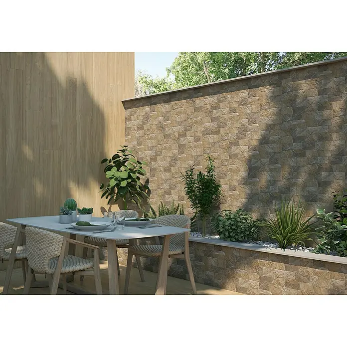 Revestimiento de pared Cascais - 15,3 x 58,9 cm, Óxido, Rectificado, Efecto piedra - Foto ambiente