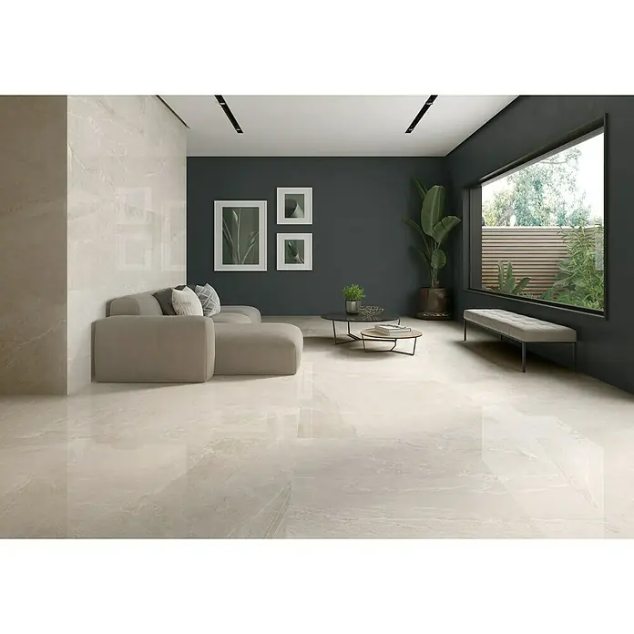 Pavimento porcelánico Tempo - 60 x 120 cm, Cotton, Rectificado, Efecto piedra - Foto ambiente