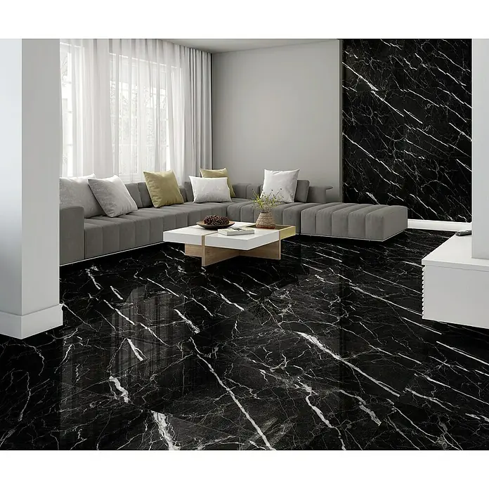 Pavimento porcelánico Luxury - 60 x 120 cm, Negro, Rectificado, Marmolado - Foto ambiente