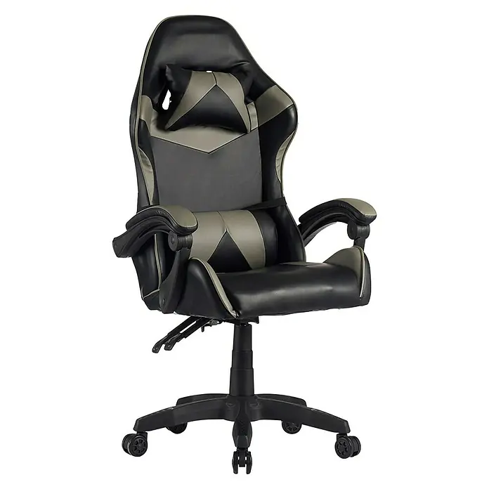 Silla de oficina Gaming Cross - Negro/Gris, Cojín cervical y lumbar - Vista angular