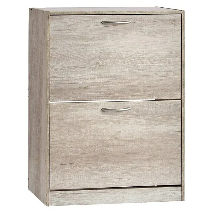 Zapatero - L x An x Al: 24 x 60 x 80 cm, Gris claro, Número de compartimentos: 2 ud. - Vista angular