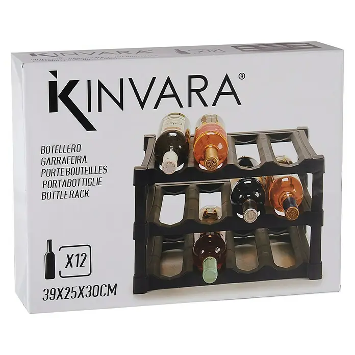 Botellero - L x An x Al: 25 x 39 x 30 cm, Número de botellas: 12 ud., Plástico - Vista angular