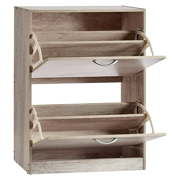 Zapatero - L x An x Al: 24 x 60 x 80 cm, Gris claro, Número de compartimentos: 2 ud. - Vista angular