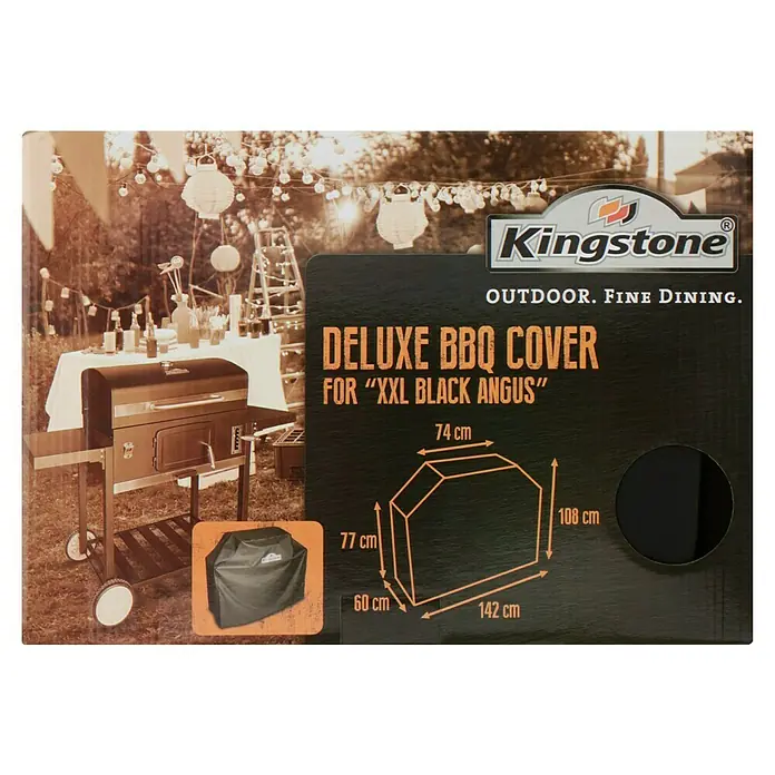Kingstone Zaštitna navlaka za roštilj - Poliester, Kingstone crni roštilj za dimljenje Angus XXL - Pogled sprijeda