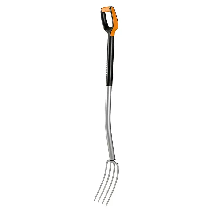 Fiskars Xact Spatengabel - Arbeitsbreite: 19 cm, Anzahl Zinken: 4, Langstiel - Diagonale Ansicht