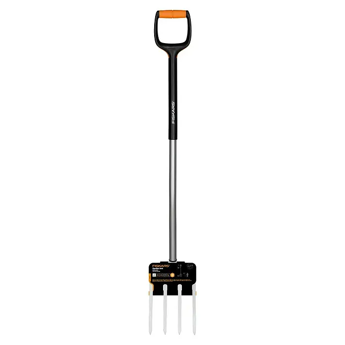 Fiskars Xact Spatengabel - Arbeitsbreite: 19 cm, Anzahl Zinken: 4, Langstiel - Vorderansicht
