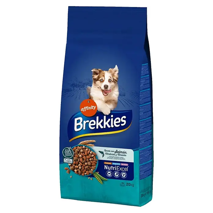 Affinity Brekkies Pienso seco para perros Adult NutriExcel - 20 kg, 2 años, Salmón - Vista angular