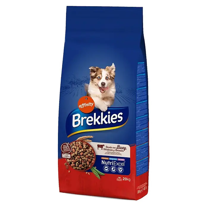 Affinity Brekkies Pienso seco para perros Adult NutriExcel - 20 kg, 2 años, Buey - Vista angular