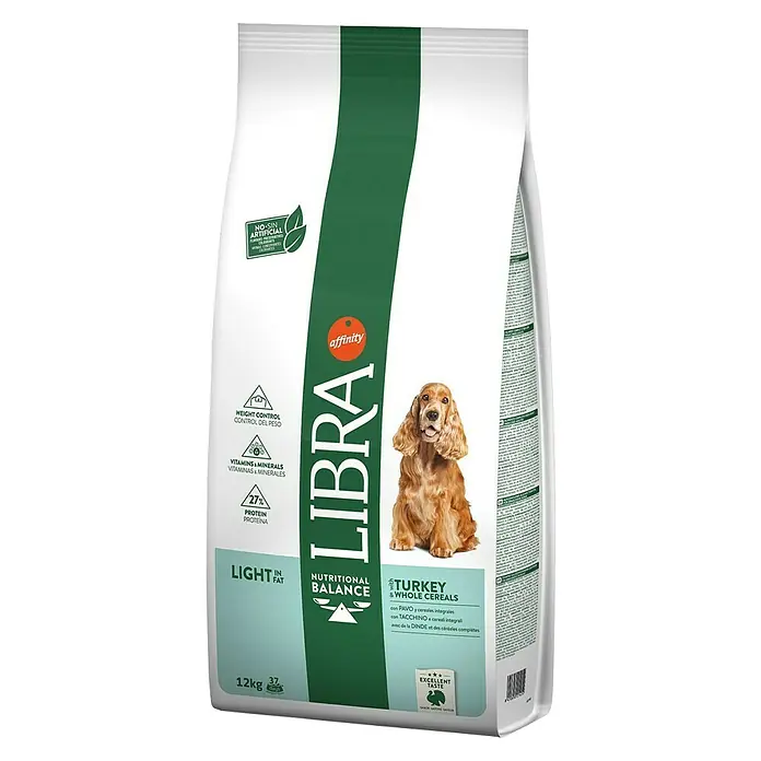 Affinity Libra Pienso seco para perros Adult Light - 12 kg, Pavo y Cereales - Vista angular