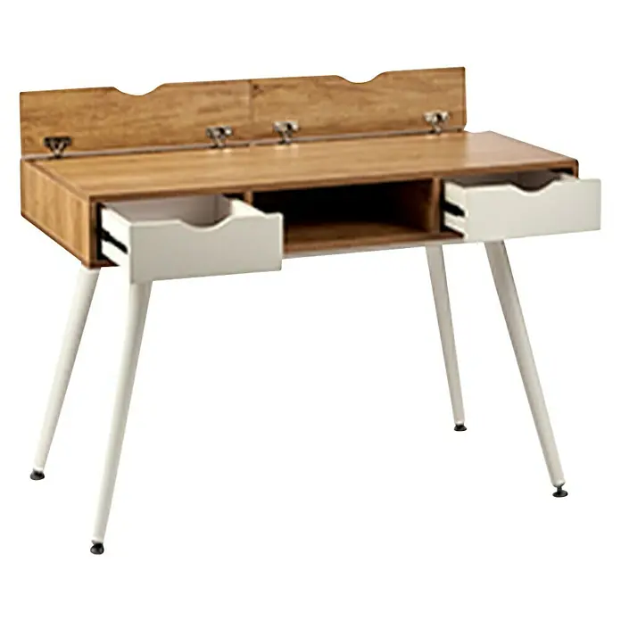 Mesa de escritorio Vintage - Blanco, L x An x Al: 60 x 110 x 74 cm, Número de cajones: 2 ud. - Vista angular